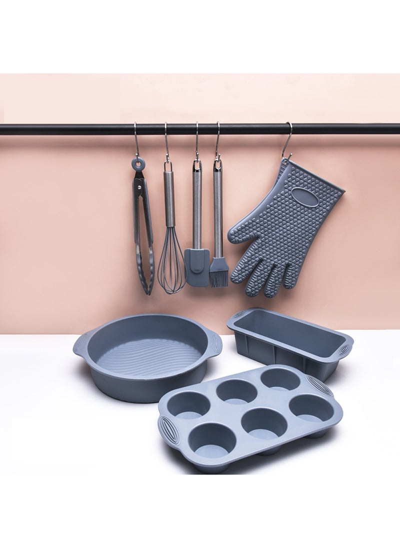 Sharpdo - 8-Piece Home Baking Cake Silicone Mold Baking Pan Tool Set - Image 1