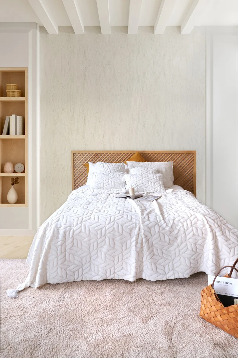 هامور Dough Scandinavian Bedspread Set Double Set Bohemian Punch Punch Pattern Lotus Ecru