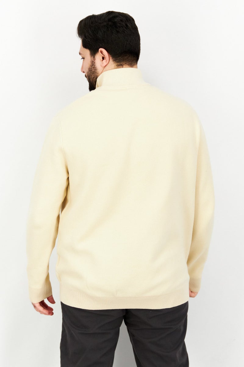 Celio Men Turtle Neck Long Sleeve Textured Sweatshirt, Beige - Image 4
