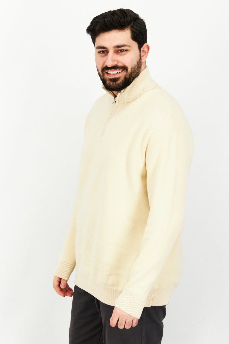 Celio Men Turtle Neck Long Sleeve Textured Sweatshirt, Beige - Image 2