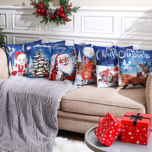 Tatuo 6 Pcs Christmas Pillow Covers Cushion Covers Decoration Holiday Decor Throw Pillow Case for Sofa Couch Christmas Office Bedroom Decorations18 x 18 inNight Style - Image 3