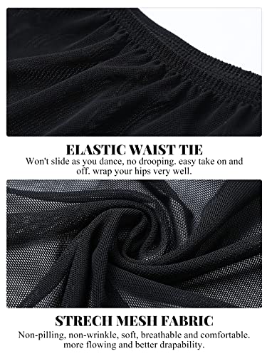Gorchnc Pull on Ballet Skirt for Women Adult Girls Toddler Dance Skirt Mesh Ballet Dance Black - Image 5