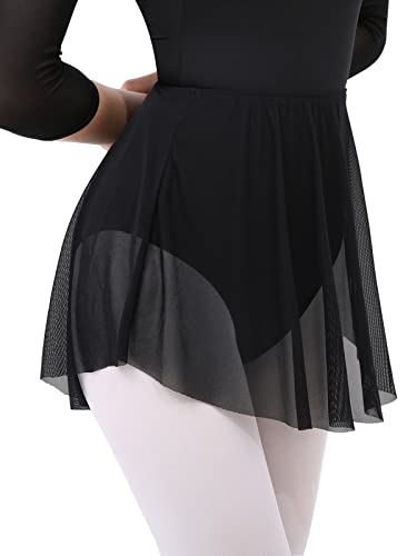 Gorchnc Pull on Ballet Skirt for Women Adult Girls Toddler Dance Skirt Mesh Ballet Dance Black - Image 3