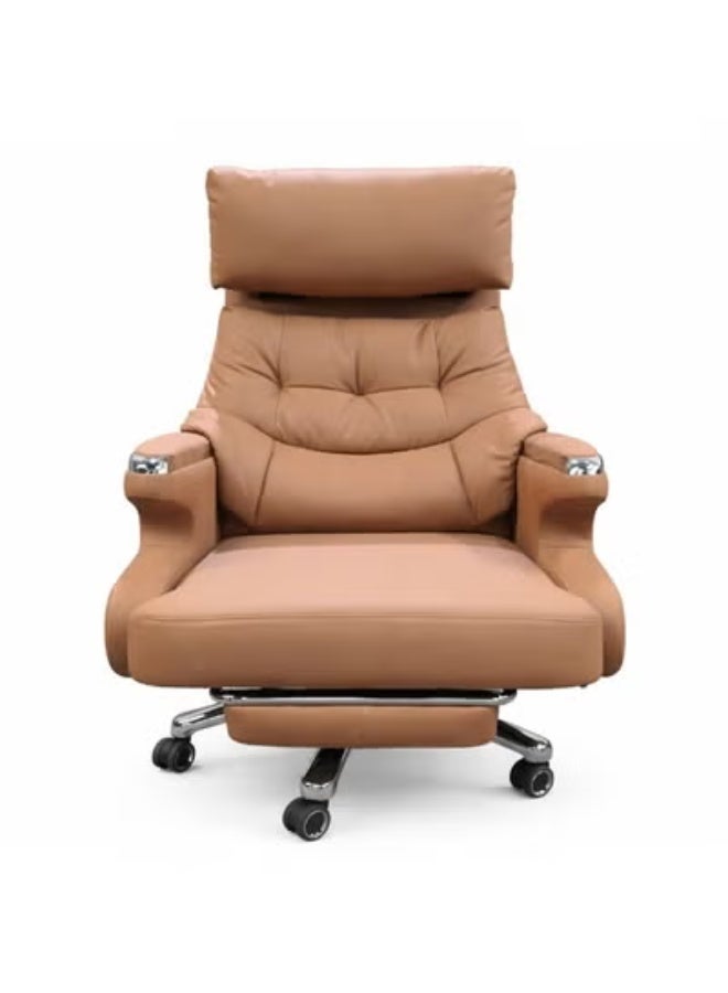 FURALUX Executive Boss Reclining Office Chair with Retractable Footrest, High-Back Ergonomic Manager Chair in Premium Faux Leather, Adjustable Height, 360° Swivel Luxury Seating for Home & Office - Image 1