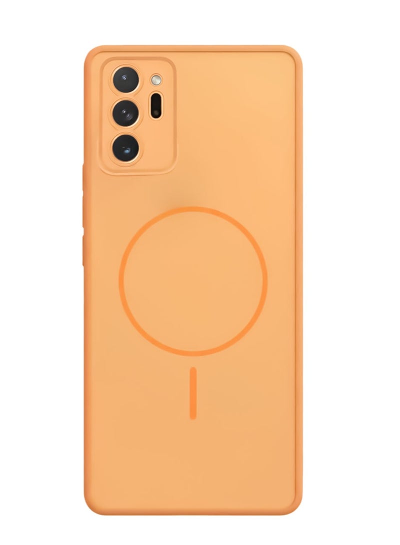 Hybrid Acrylic Protective Case For Samsung Galaxy Note 20 Ultra – Hard Clear Back with Silicone Bumper & Trendy Ring Design – Orange