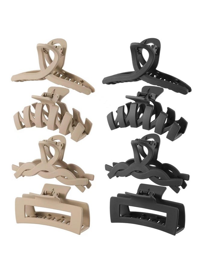 CENTSTAR - 8 Pack Assortment Large Claw Clips Hair Clips for Women Thick Hair, Multi-Styles Matte Non-slip Hair Clips,Strong Hold Jaw Clip Neutral and Black - Image 1