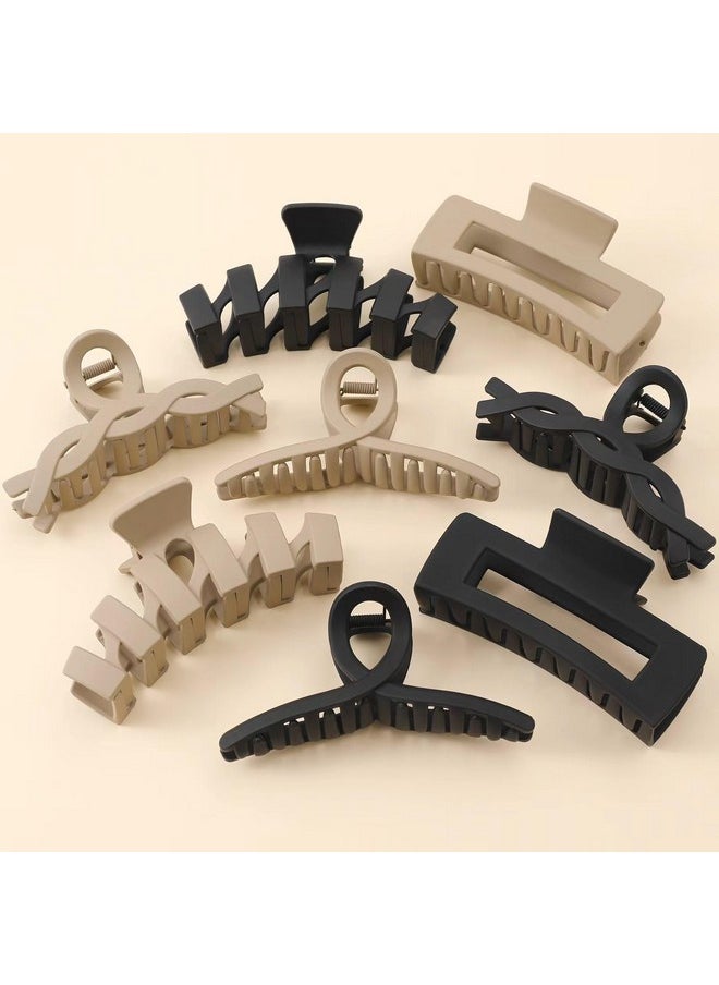 CENTSTAR - 8 Pack Assortment Large Claw Clips Hair Clips for Women Thick Hair, Multi-Styles Matte Non-slip Hair Clips,Strong Hold Jaw Clip Neutral and Black - Image 1
