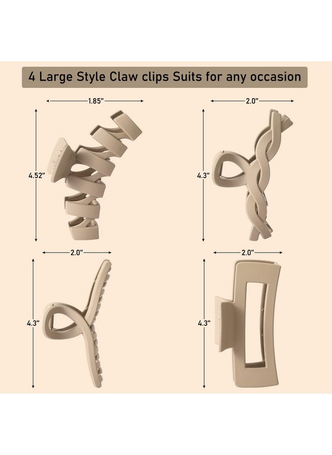 CENTSTAR - 8 Pack Assortment Large Claw Clips Hair Clips for Women Thick Hair, Multi-Styles Matte Non-slip Hair Clips,Strong Hold Jaw Clip Neutral and Black - Image 1