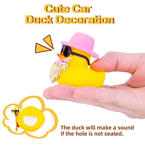 MuMyer Car Rubber Duck Ornaments Yellow Duck Car Dashboard Decorations with Mini Top Hat Guitar Sunglasses Necklace(G1) - Image 4