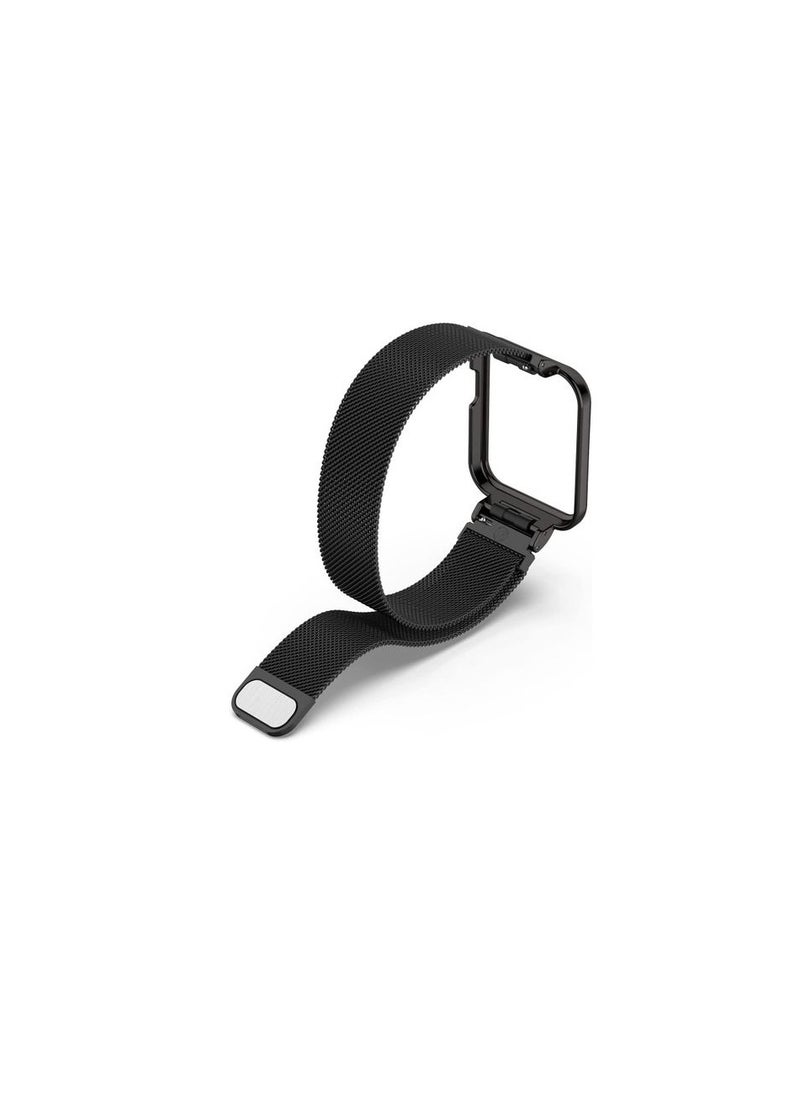 ماركة غير محددة - حلقة مغناطيسية من الفولاذ المقاوم للصدأ ميلانو، متوافقة مع ساعة Mi Watch Lite باللون الأسود - Image 1