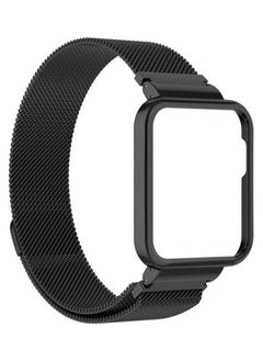 حلقة مغناطيسية من الفولاذ المقاوم للصدأ ميلانو، متوافقة مع ساعة Mi Watch Lite باللون الأسود