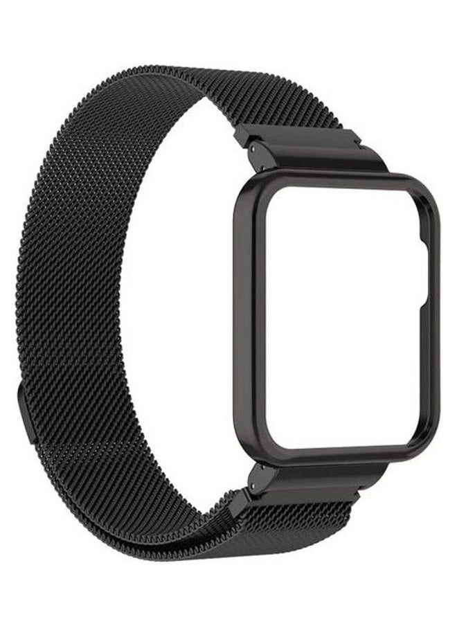 ماركة غير محددة - حلقة مغناطيسية من الفولاذ المقاوم للصدأ ميلانو، متوافقة مع ساعة Mi Watch Lite باللون الأسود - Image 1