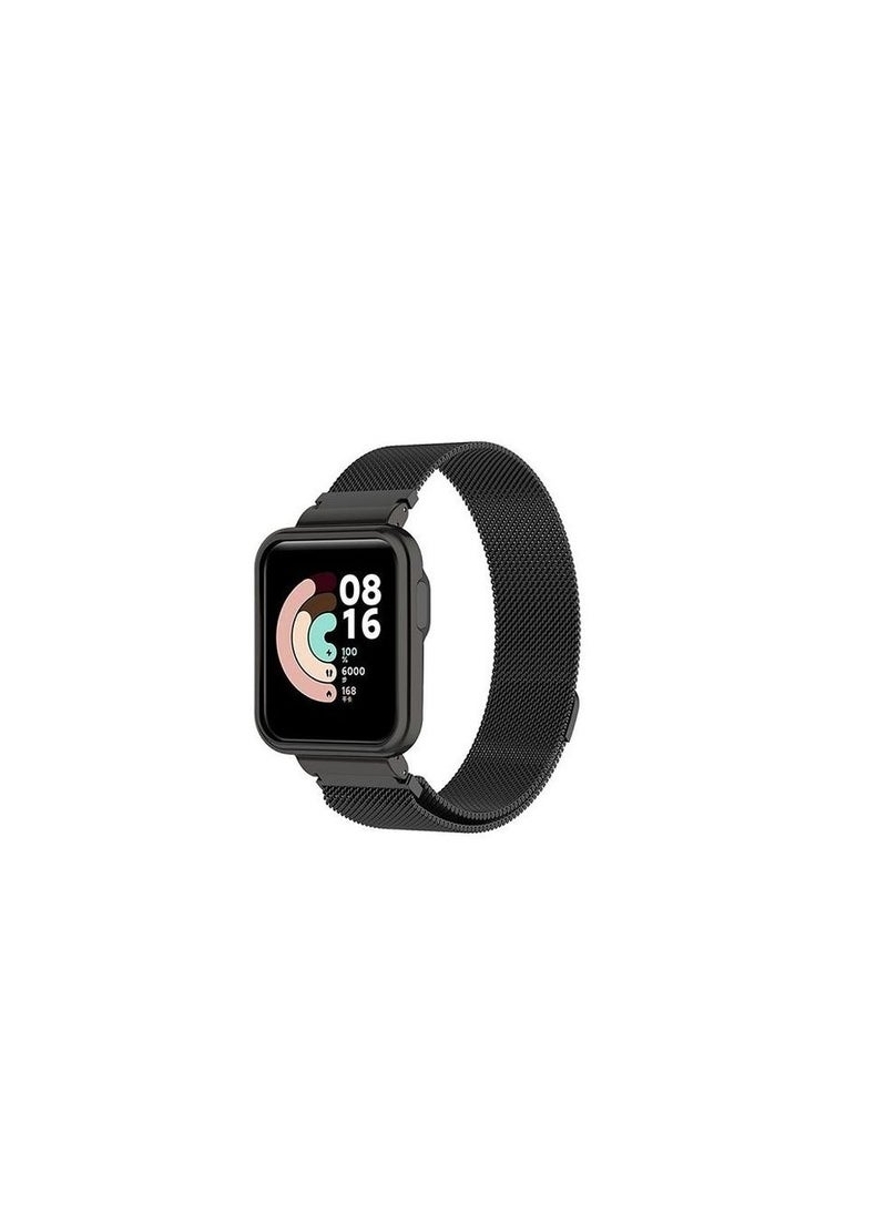 ماركة غير محددة - حلقة مغناطيسية من الفولاذ المقاوم للصدأ ميلانو، متوافقة مع ساعة Mi Watch Lite باللون الأسود - Image 1