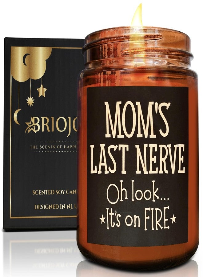 BRIOJOY هدية بريوجوي المرحة للأم - شمعة "آخر عصب للأم" - أفضل هدايا للأمهات في عيد ميلادها وعيد الأم - هدايا مريحة ومهدئة لتخفيف التوتر للنساء والزوجات - شمعة معطرة برائحة اللافندر والفانيليا من شمع الصويا للمنزل - Image 1