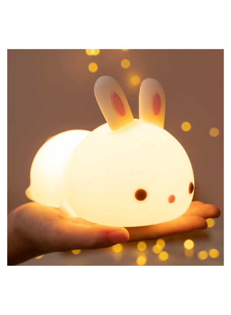 ARNOTEC Cute Night Light for Kids USB Rechargeable for Children Nursery Baby Gift Cute Bunny Light Touch 7 Color Changing Rabbit Silicone Night Lamp for Girls Newborn Room Decor - Image 3