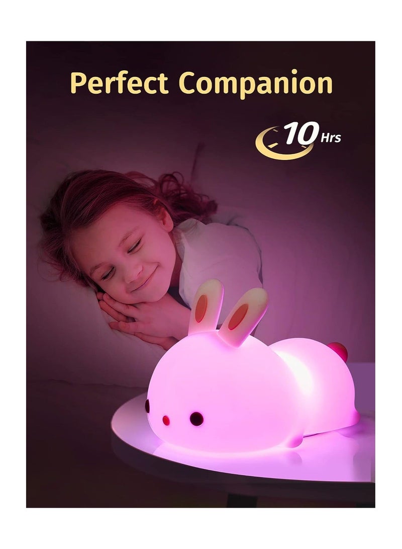 ARNOTEC Cute Night Light for Kids USB Rechargeable for Children Nursery Baby Gift Cute Bunny Light Touch 7 Color Changing Rabbit Silicone Night Lamp for Girls Newborn Room Decor - Image 5