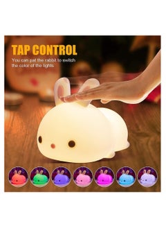 ARNOTEC Cute Night Light for Kids USB Rechargeable for Children Nursery Baby Gift Cute Bunny Light Touch 7 Color Changing Rabbit Silicone Night Lamp for Girls Newborn Room Decor  - Image 5