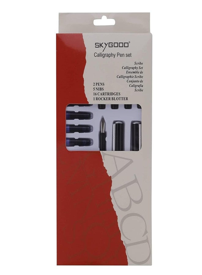 53 Arts 53ARTS Professional Calligraphy Set With 5 Nibs,16 Ink Cartridges&2 Pens,Black - Image 2