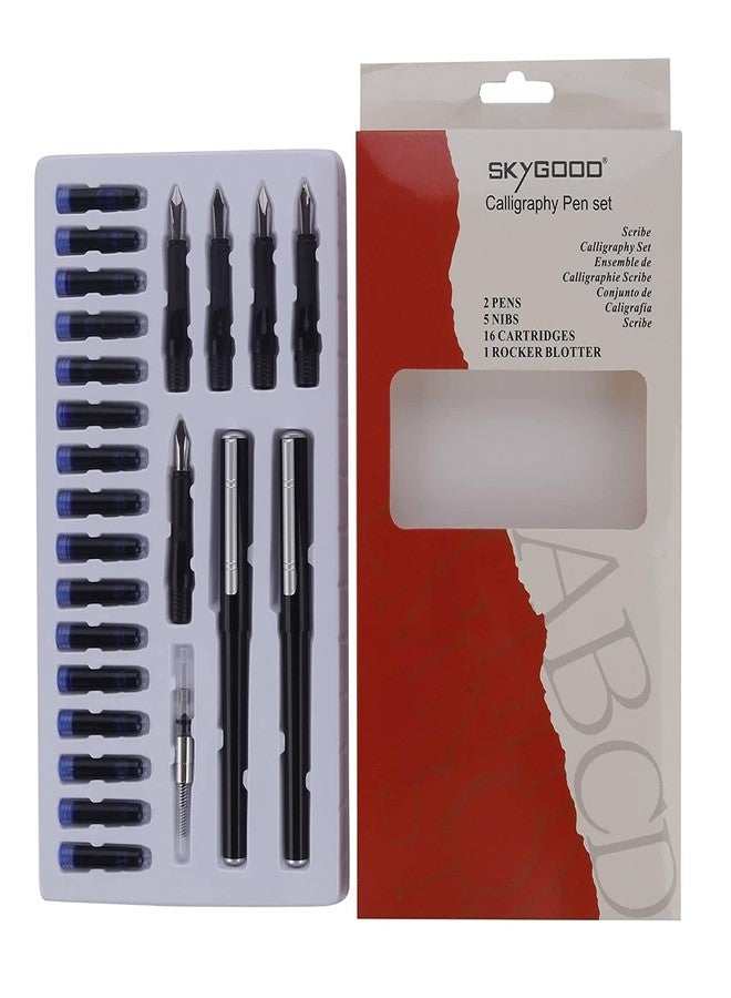 53 Arts 53ARTS Professional Calligraphy Set With 5 Nibs,16 Ink Cartridges&2 Pens,Black - Image 1