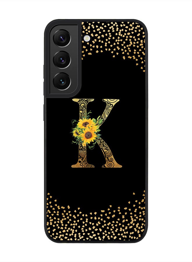 Stylizedd Rugged Black edge case for Samsung Galaxy S21 FE 5G, Soft Phone case Custom Monogram Initial Letter Mandala Floral Pattern Alphabet- K (Black) - Image 1