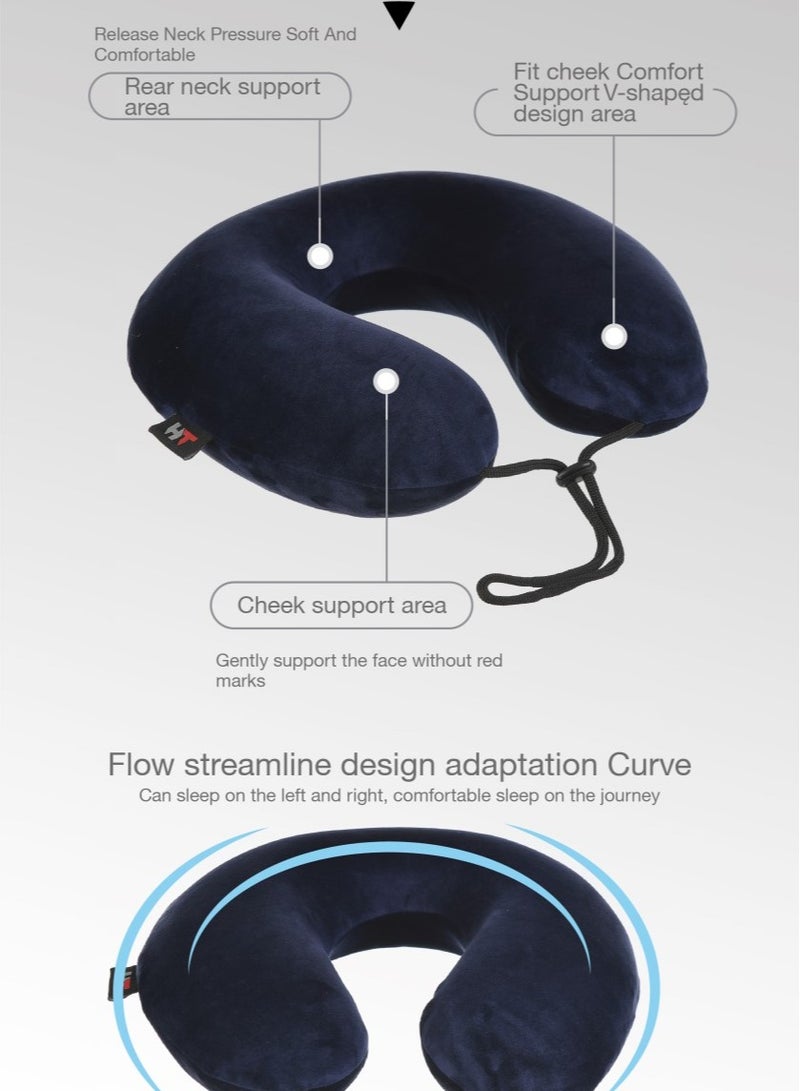 HT A classic travel pillow to support the head on long trips, made of German memory foam with a luxurious velvet cover. - Image 4