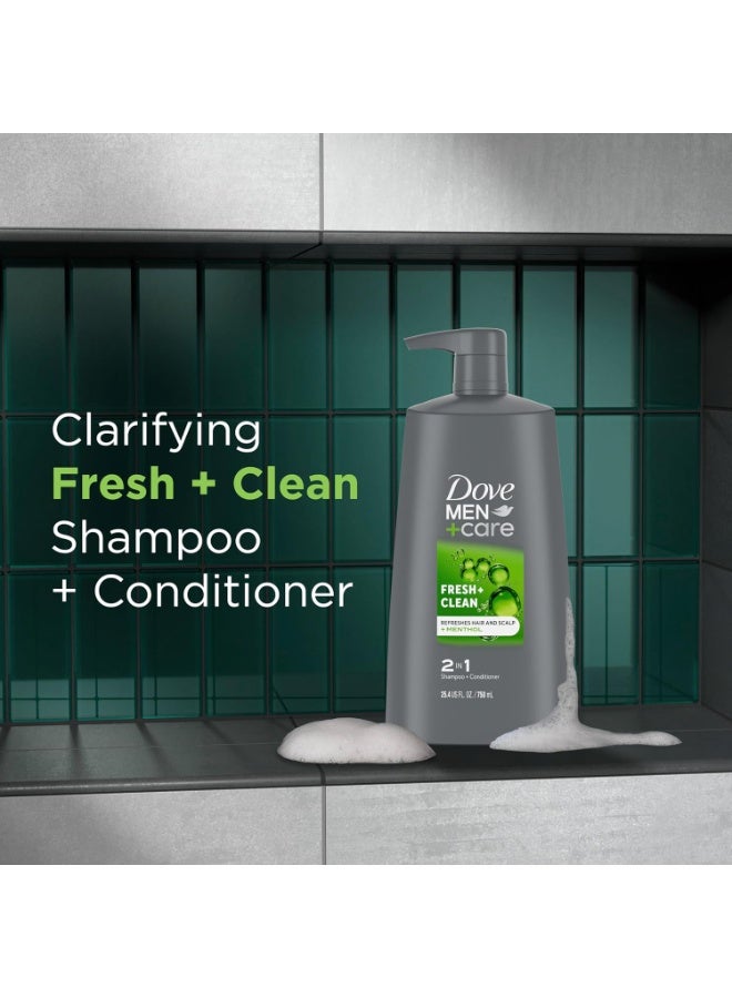 Dove Men+Care DOVE MEN + CARE 2-in-1 Shampoo and Conditioner Fresh and Clean 4 Count Nourishes and Invigorates Helps Strengthen Hair 25.4 oz - Image 3