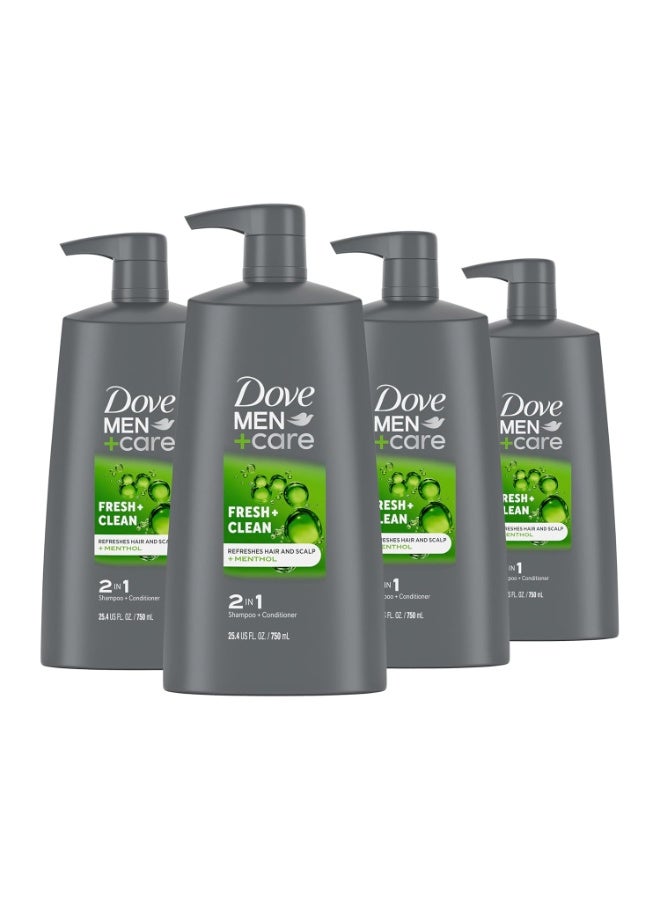 Dove Men+Care DOVE MEN + CARE 2-in-1 Shampoo and Conditioner Fresh and Clean 4 Count Nourishes and Invigorates Helps Strengthen Hair 25.4 oz - Image 2