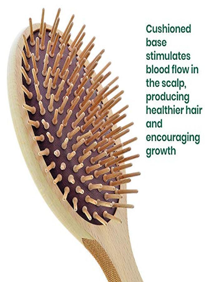 Giorgio Eco Friendly Wooden Bristle Hairbrush Large Detangling Brush And Hair Growth Brush For Thick Or Long Hair Oval Paddle Hair Brush Made With Anti Static Beechwood, Silicone Massage Cushion - Image 4