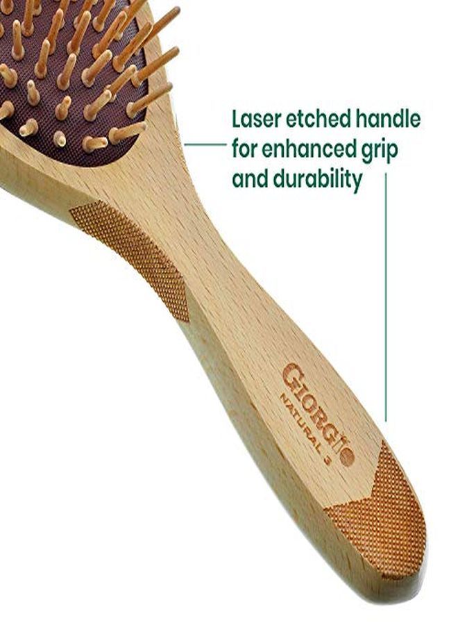 Giorgio Eco Friendly Wooden Bristle Hairbrush Large Detangling Brush And Hair Growth Brush For Thick Or Long Hair Oval Paddle Hair Brush Made With Anti Static Beechwood, Silicone Massage Cushion - Image 5