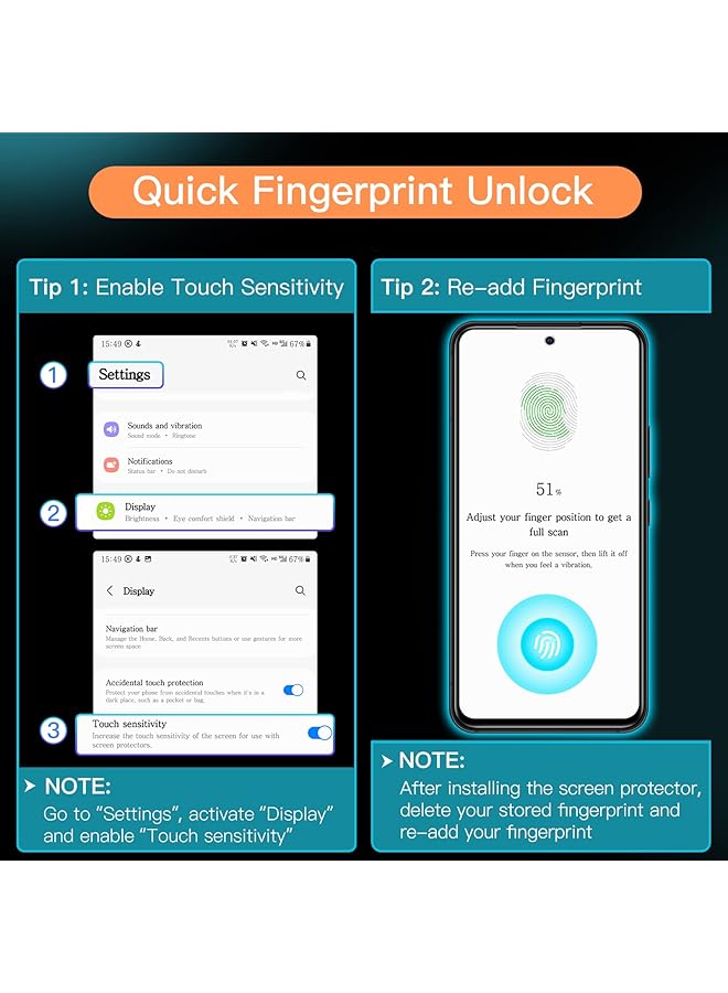 Jetech Screen Protector For Samsung Galaxy A54 5G 6.4 Inch 9H Tempered Glass Film Anti Scratch Hd Clear 3 Pack - Image 2