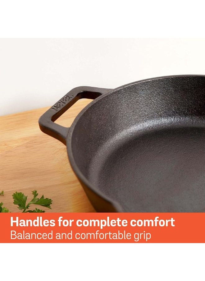 MEYER Meyer Pre-Seasoned Cast Iron Skillet with 2 Side Handles 22cm Black - MY48447  - Image 5
