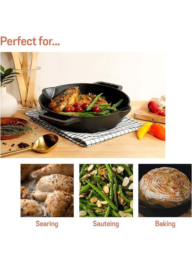 MEYER Meyer Pre-Seasoned Cast Iron Skillet with 2 Side Handles 22cm Black - MY48447  - Image 2