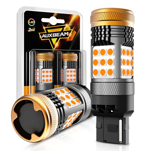 Auxbeam B21 Series 7440 LED Bulbs Amber Yellow Built in Resistor CANBUS Error Free Anti Hyper Flash 7440A 7440NA 7440AL 7440LL 7441 992 W21W WY21W Blinker Bulb 600% Super Bright Turn Signal Light - Image 1