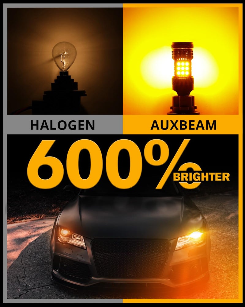Auxbeam B21 Series 7440 LED Bulbs Amber Yellow Built in Resistor CANBUS Error Free Anti Hyper Flash 7440A 7440NA 7440AL 7440LL 7441 992 W21W WY21W Blinker Bulb 600% Super Bright Turn Signal Light - Image 5