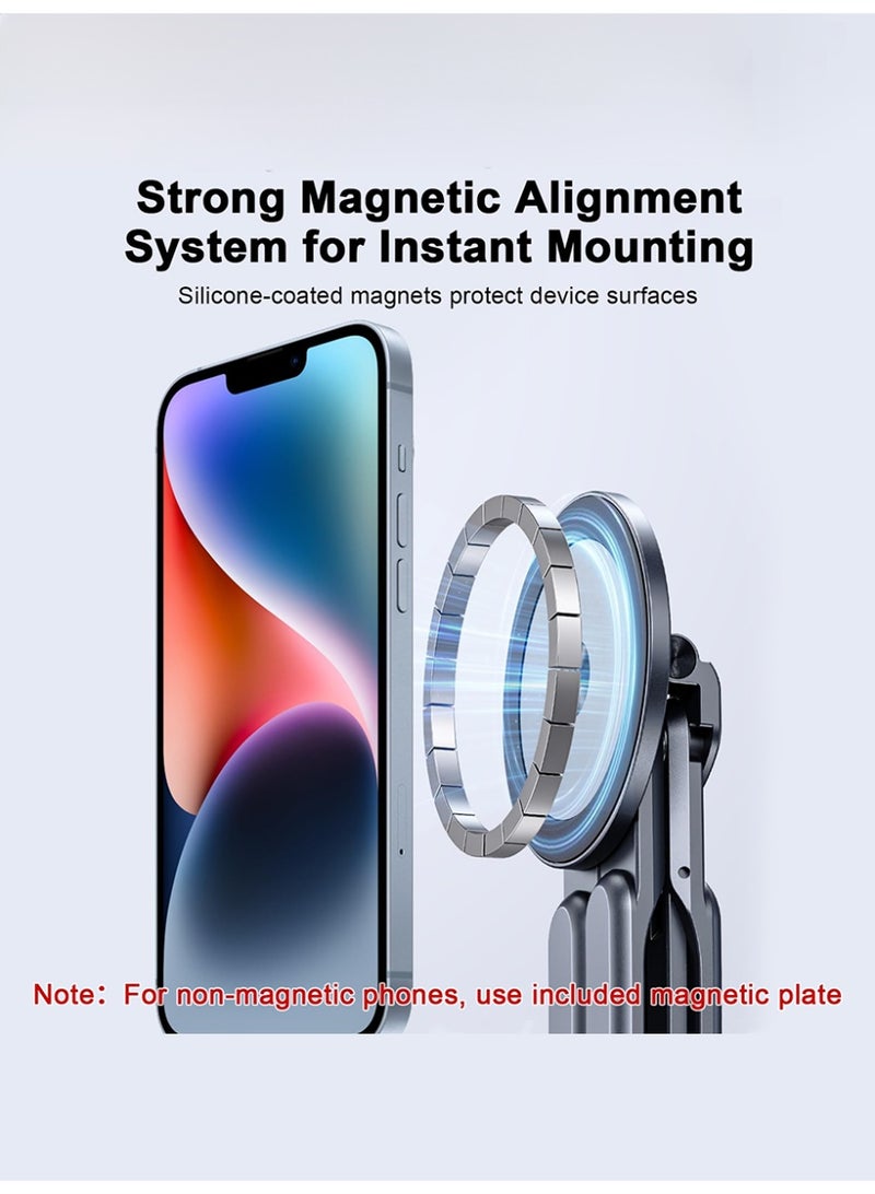 حامل ثلاثي الوظائف للكمبيوتر المحمول/الجهاز اللوحي/الهاتف، حامل مغناطيسي متعدد الأجهزة متوافق مع Magsafe، مصنوع من سبائك الألومنيوم القابلة للطي. حامل كمبيوتر محمول قابل للطي للمكاتب، حامل محمول متكامل للكمبيوتر المحمول والهاتف والجهاز اللوحي مع تثبيت مغناطيسي - ألومنيوم قابل للتعديل بثماني زوايا وقاعدة مضادة للانزلاق لأجهزة الكمبيوتر المحمولة مقاس 10-15.6 بوصة. - Image 5