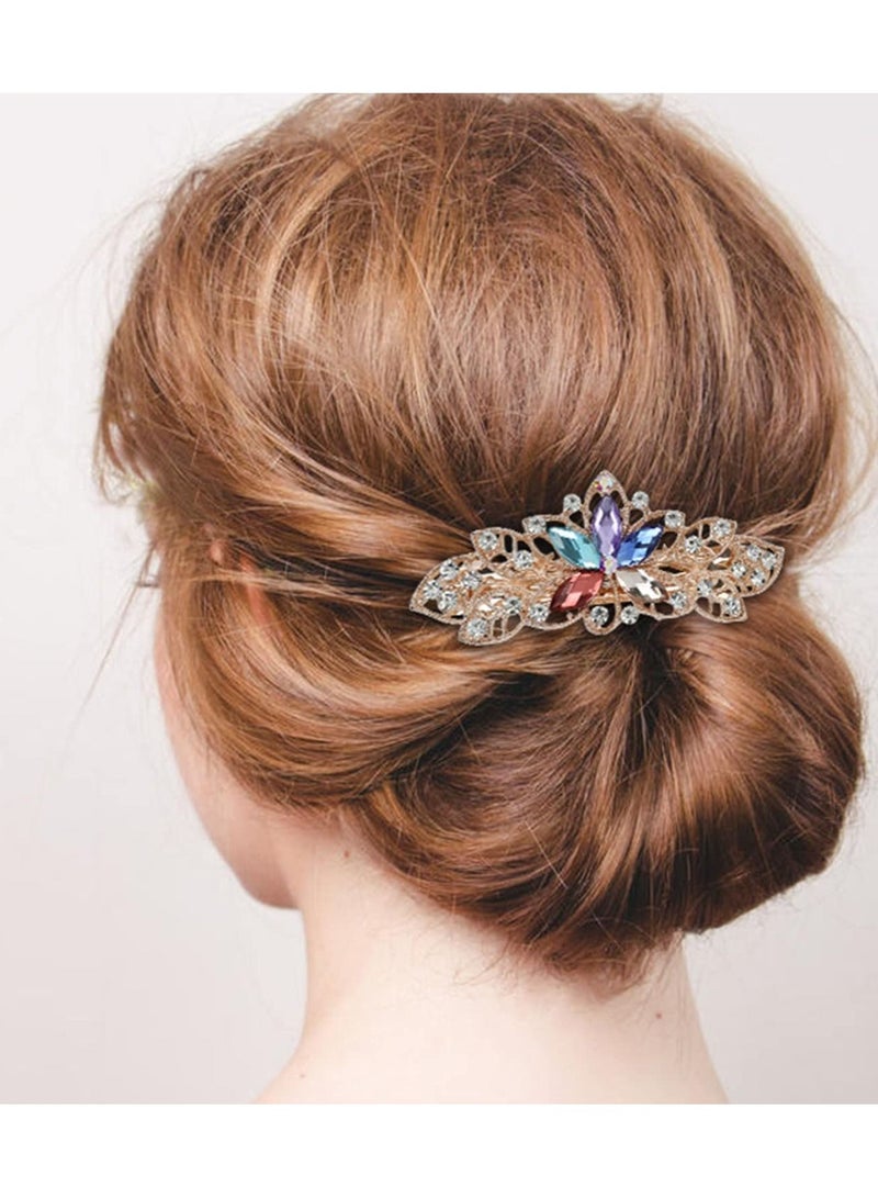 SYOSI Metal Hair Clips, 6 Pack Fancy Delicate Jeweled Gems Rhinestone Sparkly Glitter Flower French Barrette Metal Hair Clips, Bun Chignon Twist Hairpins Ponytail Holder Headpiece Accessories for Women Girl - Image 3