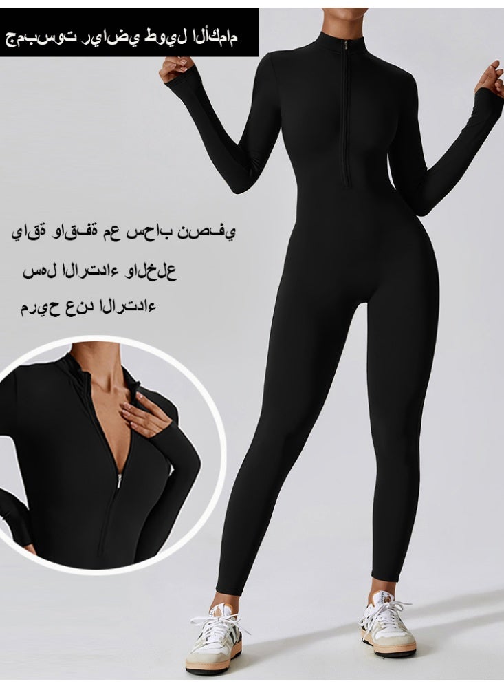 عام طقم بذلة رياضية نسائية - بذلة لياقة بدنية طويلة الأكمام - ملابس جيم قطعة واحدة - Image 2