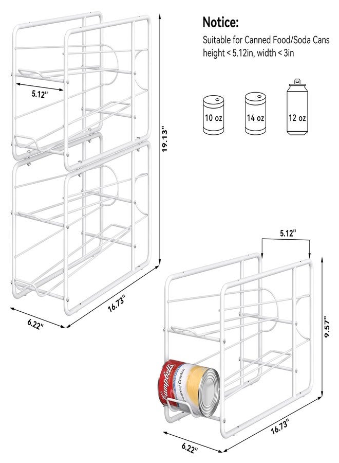 MOOACE Can Organizer for for Pantry, Stackable Soda Can Dispenser Canned Food Storage, Kitchen Cabinet Fridge Beverage Cans Holder, 4 Pack, White - Image 5