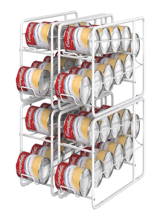 MOOACE Can Organizer for for Pantry, Stackable Soda Can Dispenser Canned Food Storage, Kitchen Cabinet Fridge Beverage Cans Holder, 4 Pack, White - Image 1