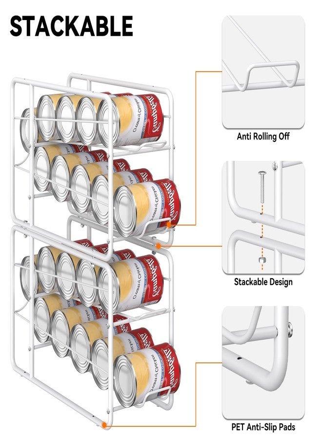 MOOACE Can Organizer for for Pantry, Stackable Soda Can Dispenser Canned Food Storage, Kitchen Cabinet Fridge Beverage Cans Holder, 4 Pack, White - Image 4