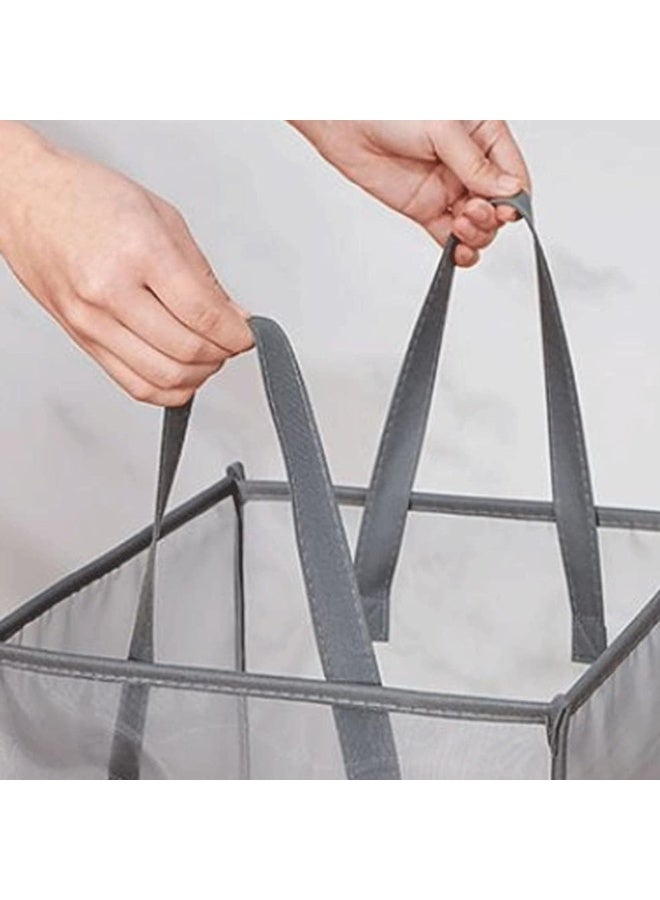 TYCOM Popup Laundry bags Hamper with Handles, Portable Durable Collapsible Storage Easy Folding Pop-Up Clothes Hampers Basket Foldable for Kids Room College Dorm or Travel - Double Grey - Image 4