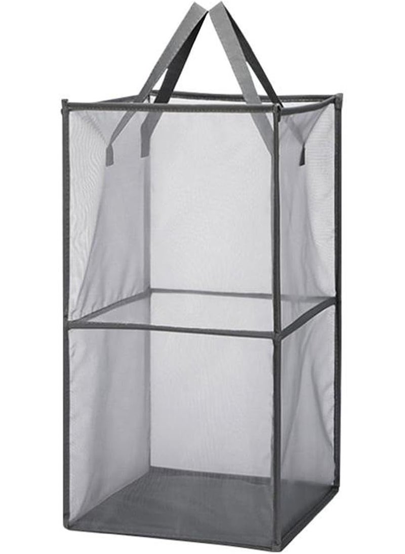 TYCOM Popup Laundry bags Hamper with Handles, Portable Durable Collapsible Storage Easy Folding Pop-Up Clothes Hampers Basket Foldable for Kids Room College Dorm or Travel - Double Grey - Image 1