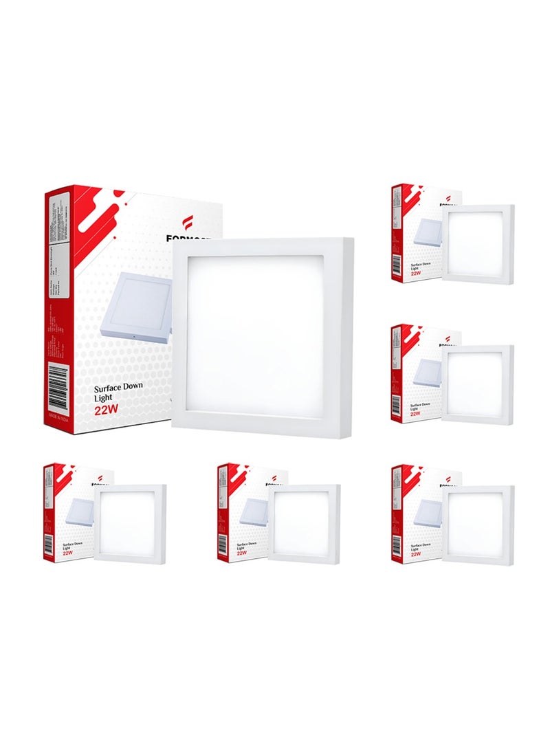 FORMOST FORMOST Surface Down Light LED Square 22W| Surge Protection Upto 4KV | Long Lasting Downlighter for Home Shops and Hotels Ceiling | Durable and Sustainable | 2 Years Warranty | Warm White | Pack of 6  - Image 1