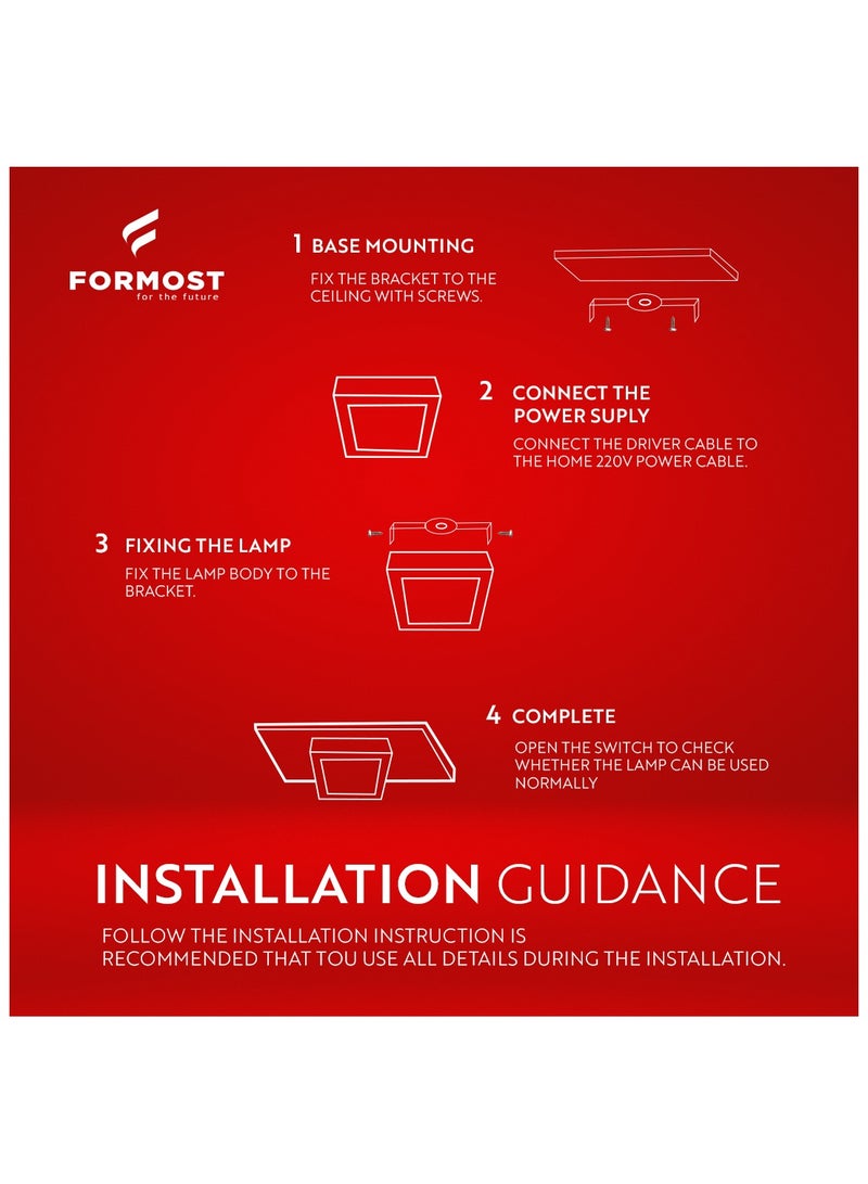 FORMOST FORMOST Surface Down Light LED Square 22W| Surge Protection Upto 4KV | Long Lasting Downlighter for Home Shops and Hotels Ceiling | Durable and Sustainable | 2 Years Warranty | Warm White | Pack of 6  - Image 5
