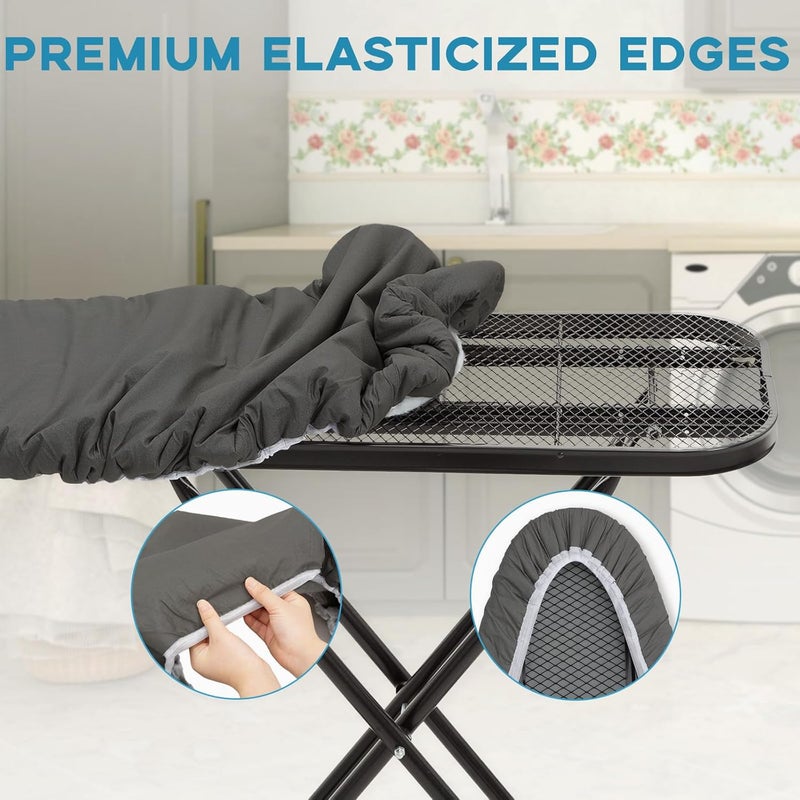 RAINHOL 43x13 Small Ironing Board Cover and Pad, Iron Board Replacement Cover, Thick Felt Padding, Scorch Resistant 100% Cotton, Heat Reflective, Elastic Edge, Black - Image 5