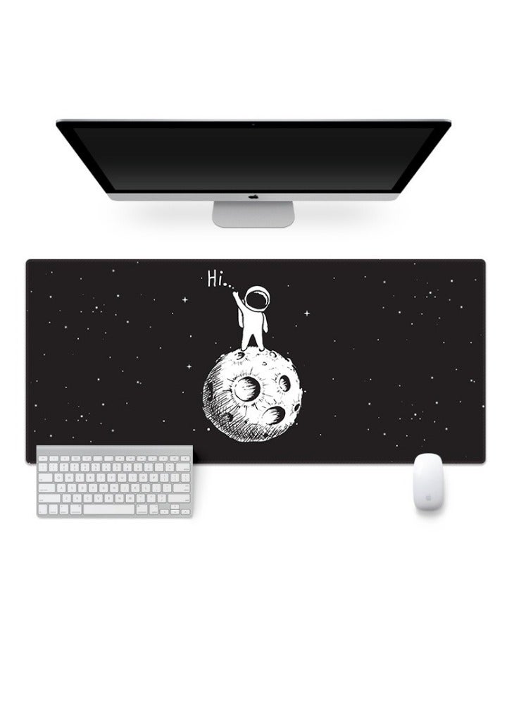 900×400×2mm Science Fiction Cosmic Large Gaming Mouse Pad Stitched Edges Extended Mousepad Smooth Cloth Surface Non-Slip Rubber Base Waterproof Extended Comfortable Mouse Mat Desk Pad Spill-Resistant Desk Pad for Keyboard and Mouse Black(Astronaut and Planets)