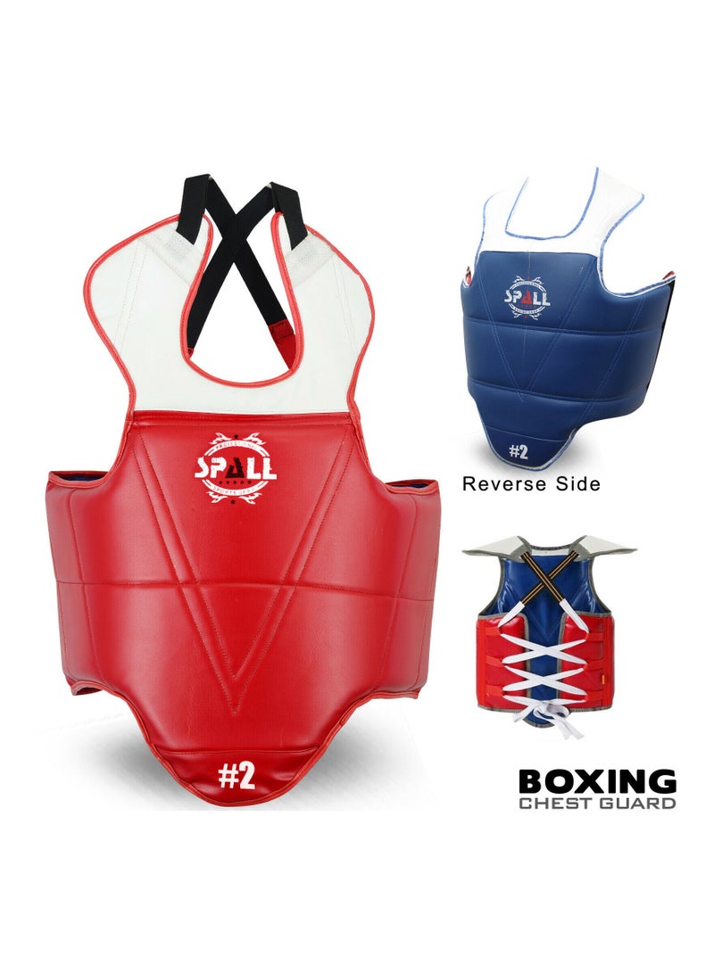 Spall Boxing Chest Guard, Kids & Adult Protector Reversible, Kickboxing MMA Muay Thai Chest Guard, Sparring Training Heavy Punching, Adjustable Shield, Martial Arts Upper Belly Protection Pad, Taekwondo TKD Vest - Image 2