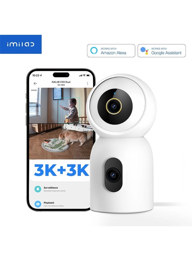 إيميلاب كاميرا  مراقبة إيميلاب ذكية داخلية ثنائية بدقة 3K+3K واي فاي تعمل بالكهرباء C30-Dual - أبيض - Image 2