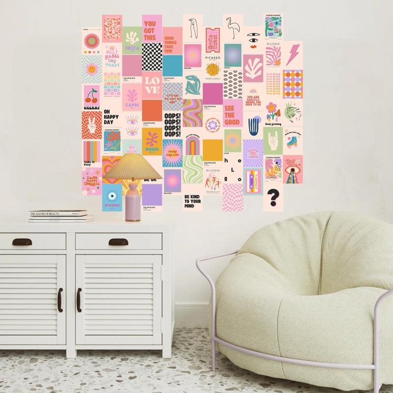 KBKBART Preppy Room Decor  70pcs Preppy Wall Collage Kit Aesthetic Pictures  Cute Preppy Wall Decor  Trendy Pink Photo Collage Kit 4""x6"" Preppy Wall Art Posters  Preppy Things for Teen Girls Bedroom Dorm - Image 3