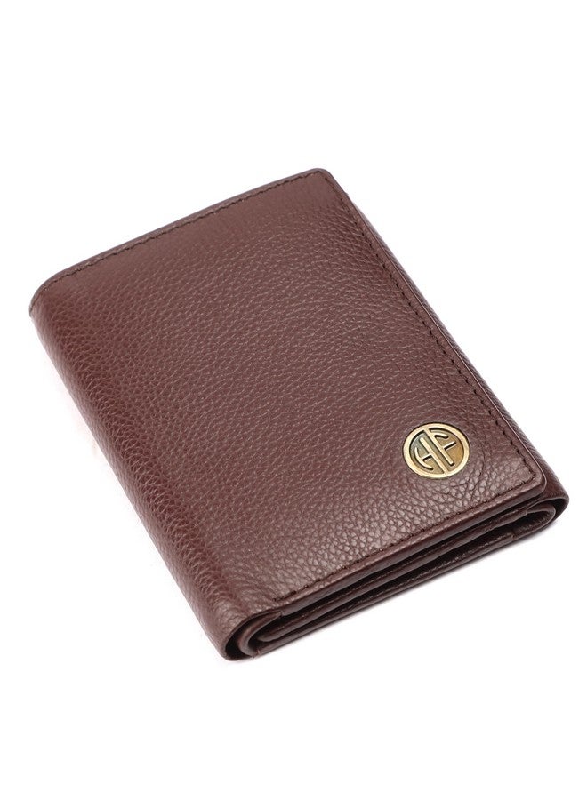 HAMMONDS FLYCATCHER Genuine Leather Wallet for Men, RFID Protected Leather Purse for Men, Money Purse for Men, Tri-Fold Wallet, 5 Card Slots, 2 ID Slot, Hidden Pocket, Metal Snap Button, Redwood Brown - Image 1